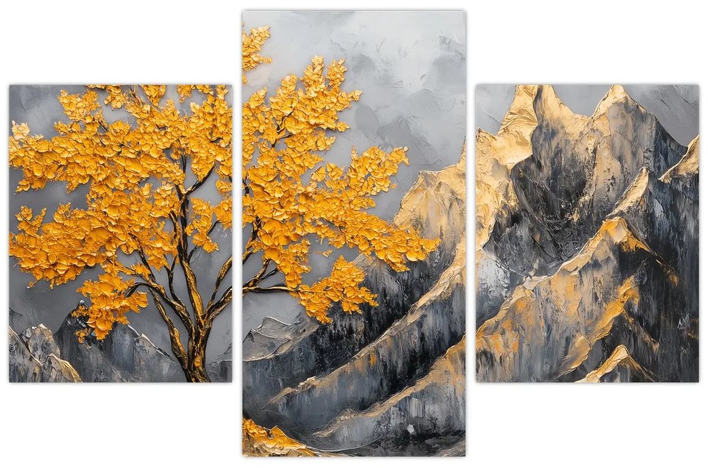 Tablou – Arbore auriu în munți (90x60 cm)