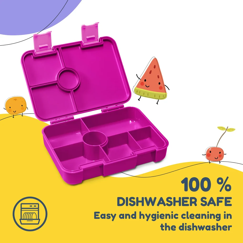 schmatzfatz by Lite, caserolă pentru gustări, 6 compartimente, 20,8 × 4,5 × 15 cm (L x Î x l), fără BPA, Tritan extra ușor
