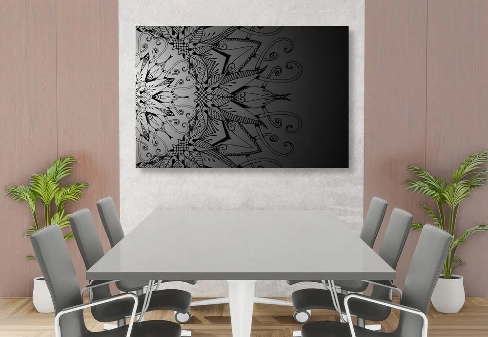 Tablou Mandala în design alb-negru