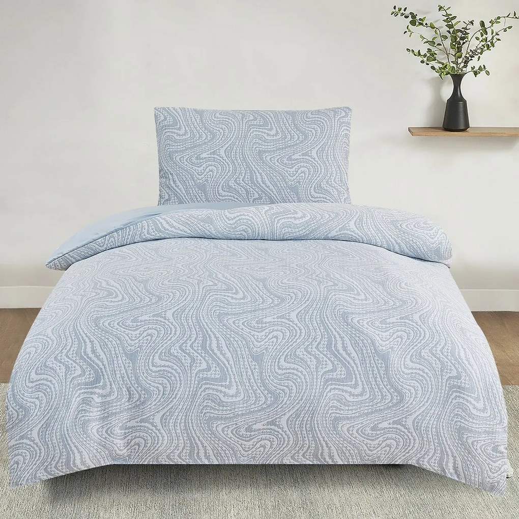 Lenjerie de pat din jacard Colorado albastru, 140x 200 cm, 70 x 90 cm