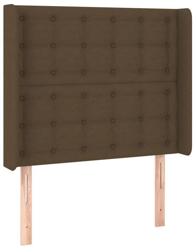 3119999 vidaXL Tăblie de pat cu aripioare maro închis 93x16x118/128 cm textil