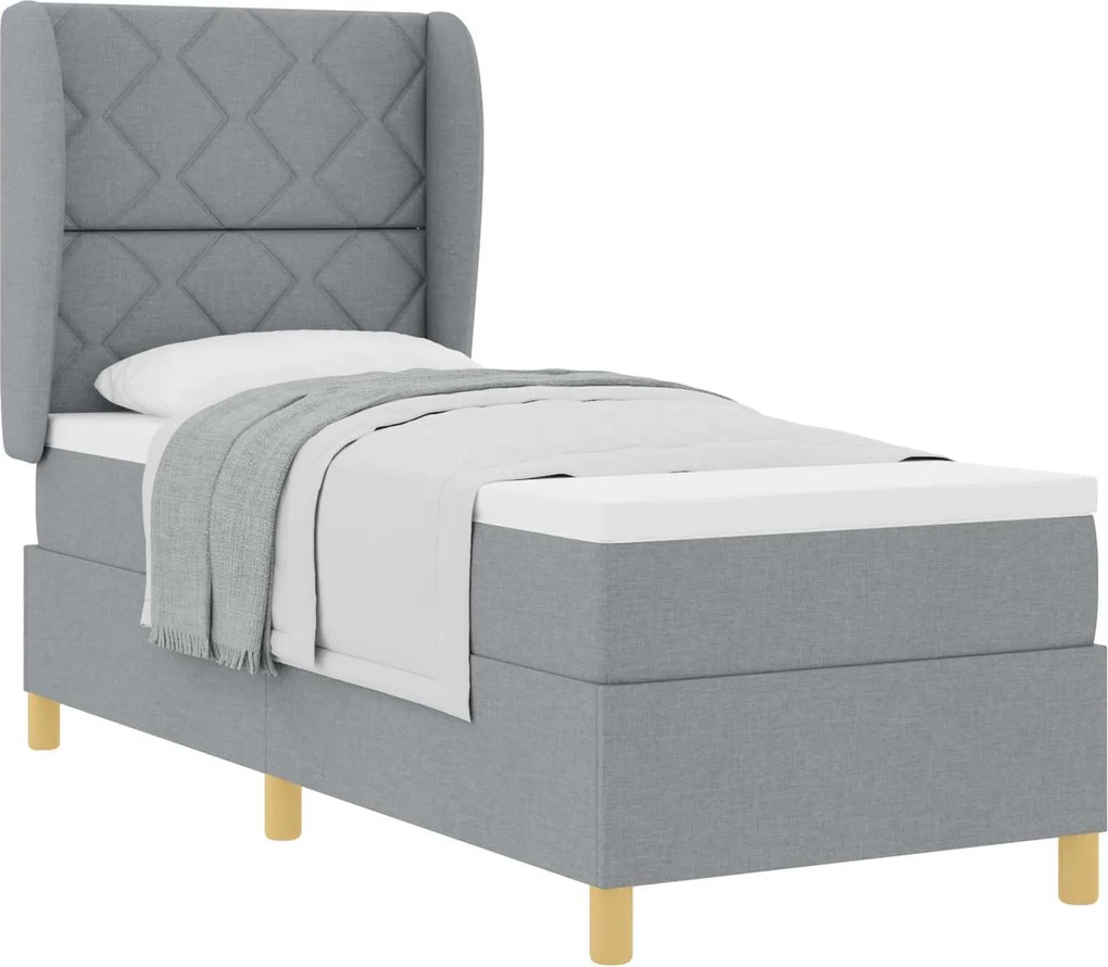 vidaXL Pat cu arcuri cu saltea Gri deschis 200 x 80 cm țesătură