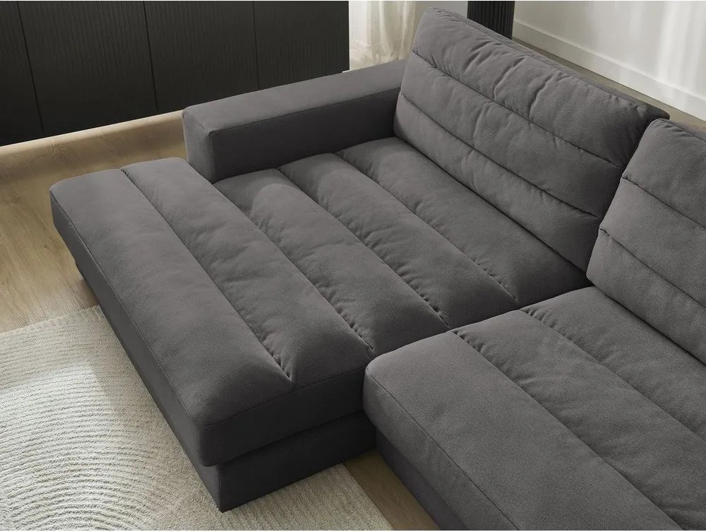 Colțar gri antracit cu tapițerie din catifea (cu colț pe partea stângă/cu șezlong) Sierra – Bobochic Paris