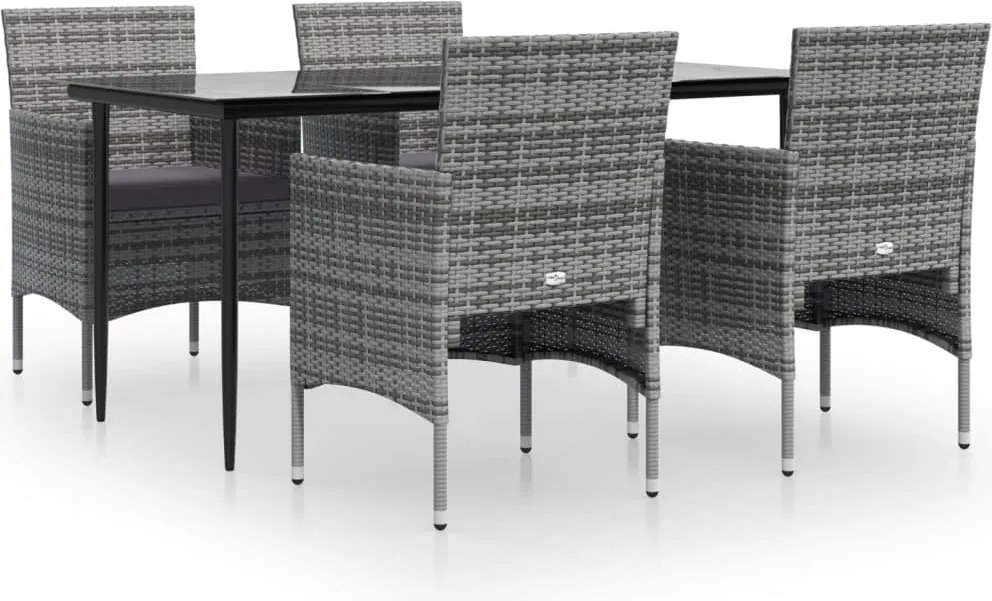 vidaXL Set de servit masa pentru grădină, 5 piese, gri și negru