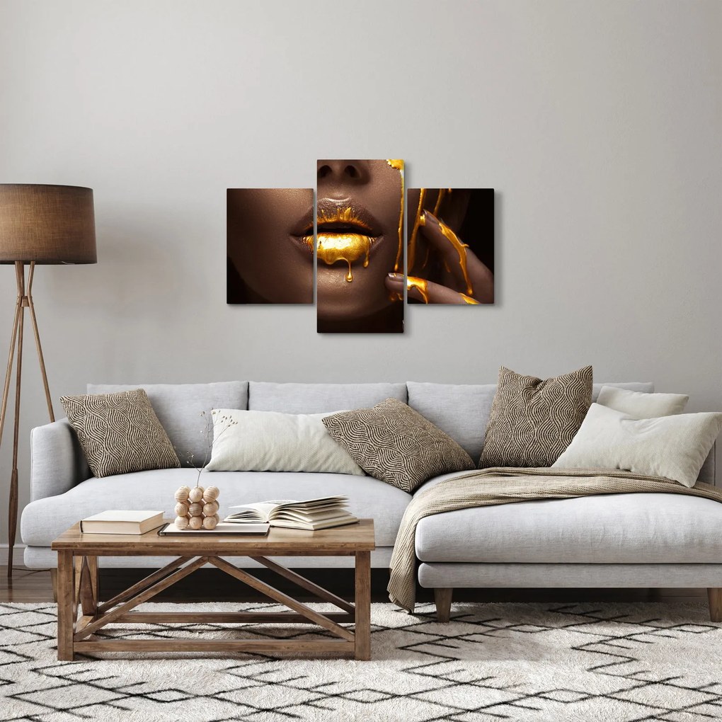Tablou - Femeie cu buze aurii (90x60 cm)