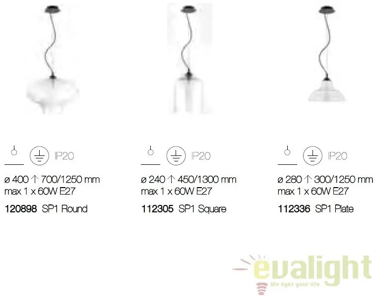 Lustra diametru 24cm, din sticla suflata manual, BISTRO SP1 SQUARE 112305