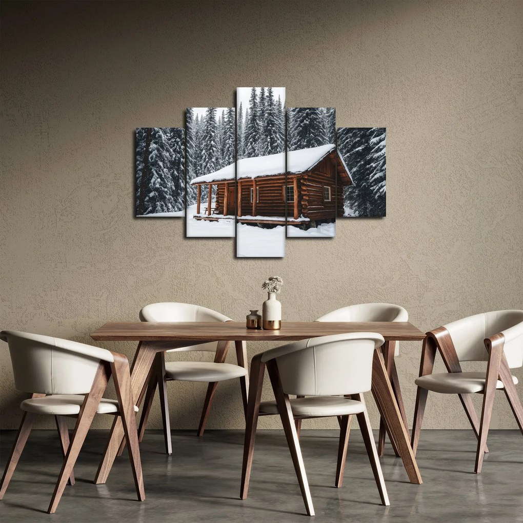 Tablou - Cabană acoperită de zăpadă (150x105 cm)