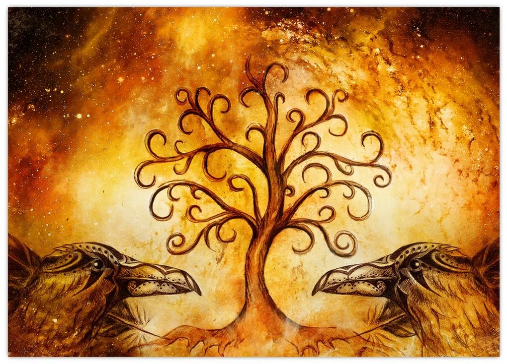 Tablou natural abstract cu copac (70x50 cm)
