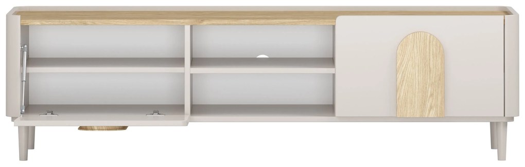 Comodă TV Amilio 170 cm pe picioare - cașmir / stejar uleiat / mânere stejar deschis