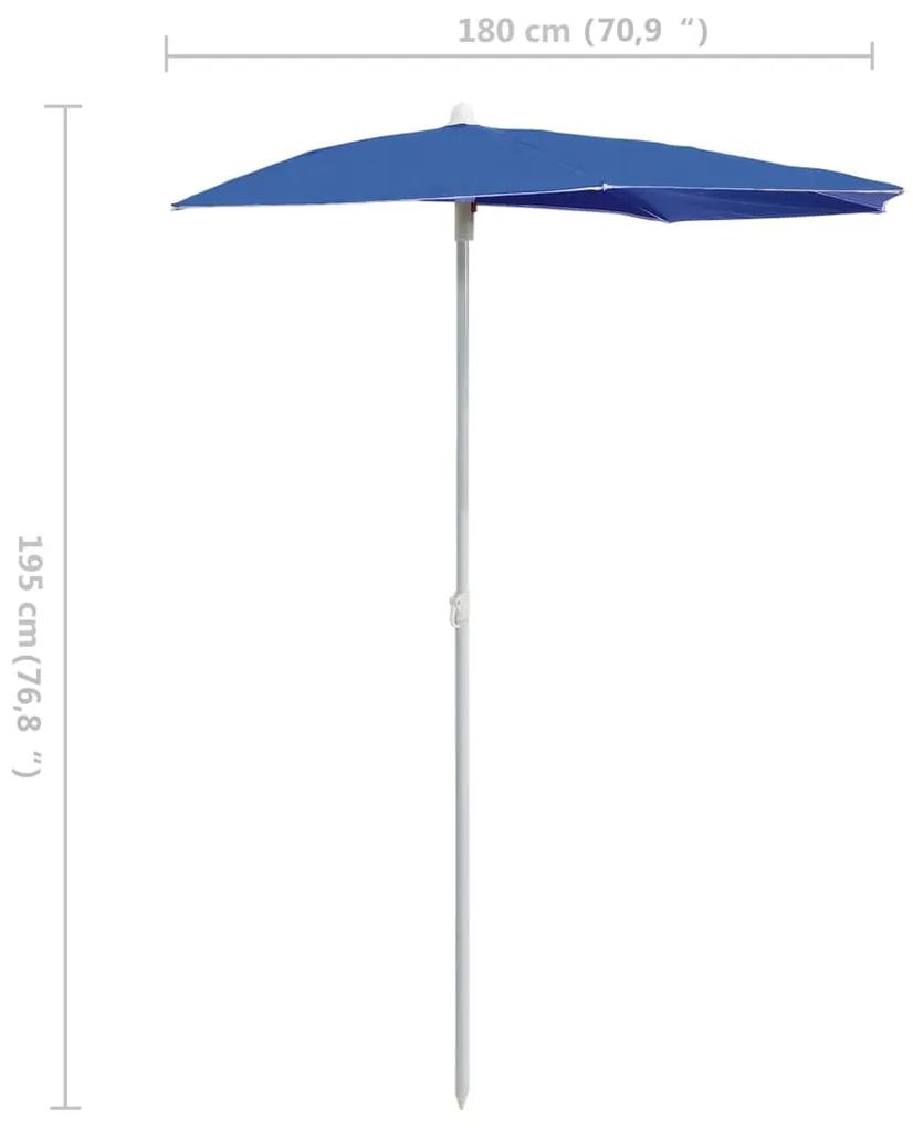 Umbrela de gradina cu stalp, azuriu, 180x90 cm, semirotunda azure blue