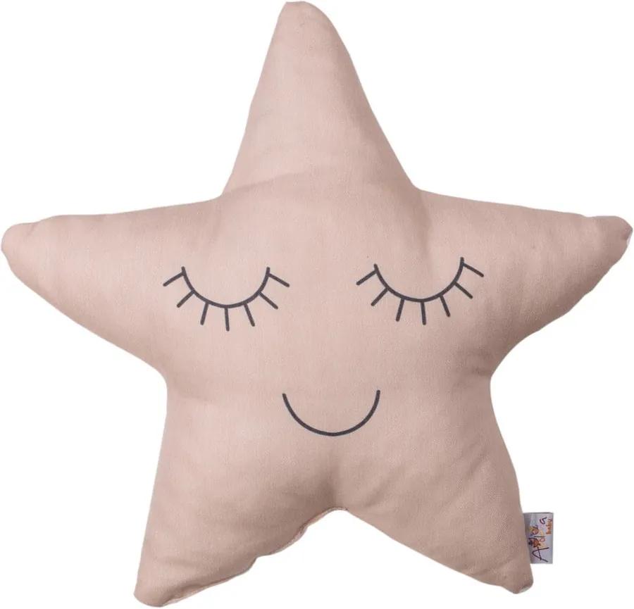 Pernă din amestec de bumbac pentru copii Apolena Pillow Toy Star, 35 x 35 cm, bej roz