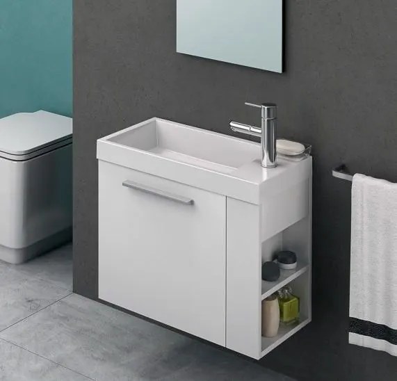 Set mobilier baie (masca si lavoar) Kolpa San Kiki 61x30xH51 cm, deschidere stanga, alb