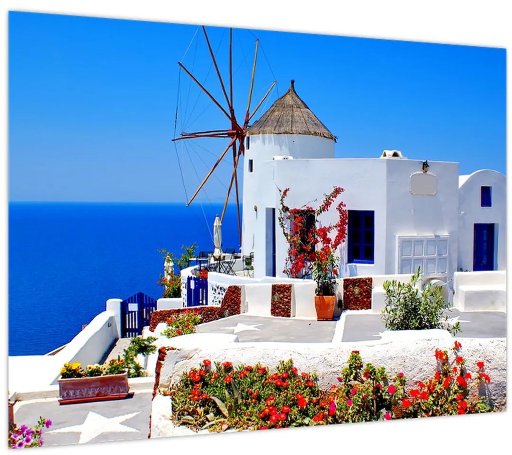 Tablou - Casă mică în Grecia (70x50 cm)