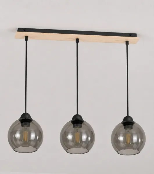 Lustră pe cablu UNO WOOD 3xE27/60W/230V neagră/maro