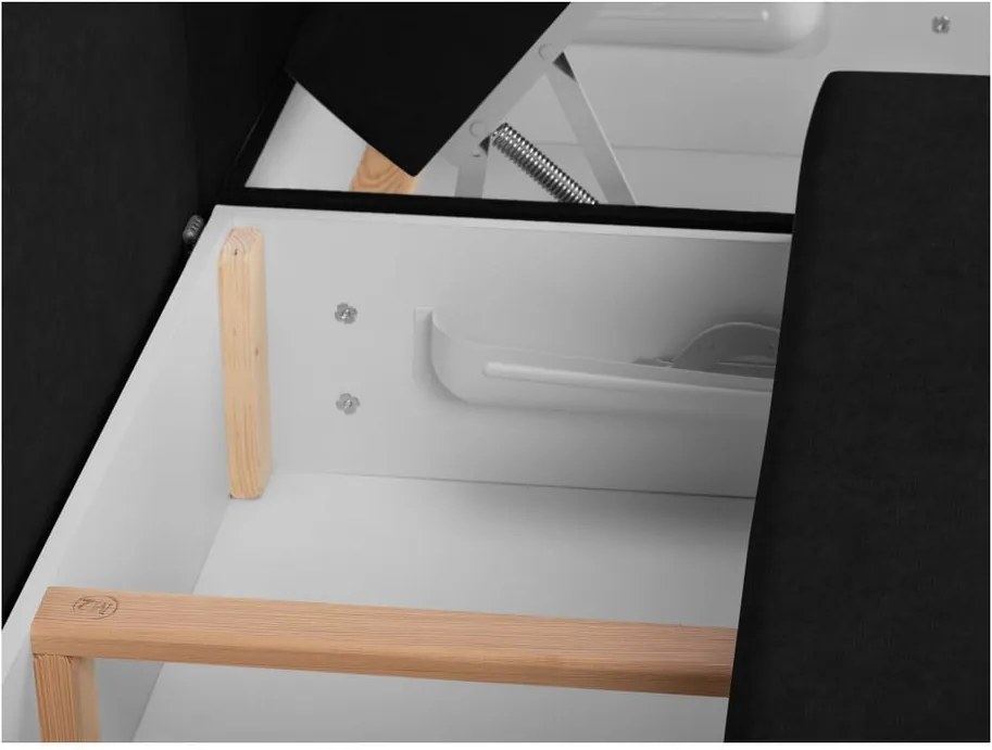 Colțar extensibil cu spațiu pentru depozitare Melart Louise, negru