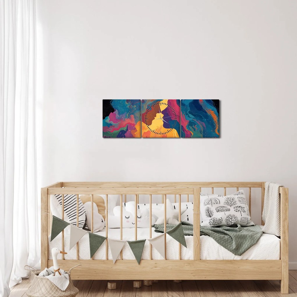 Tablou - Dragoste cosmică (cu ceas) (90x30 cm)