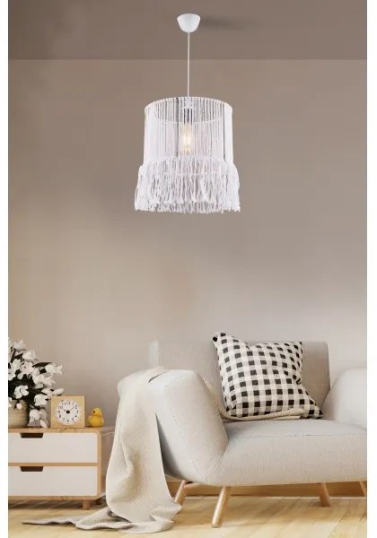 Pendul suspendat pe cablu NESS MACRAME 1xE27/40W/230V, alb