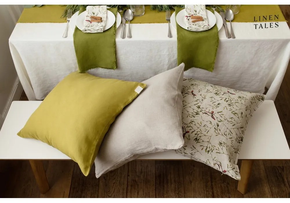 Față de pernă din in 50x50 cm Moss Green – Linen Tales