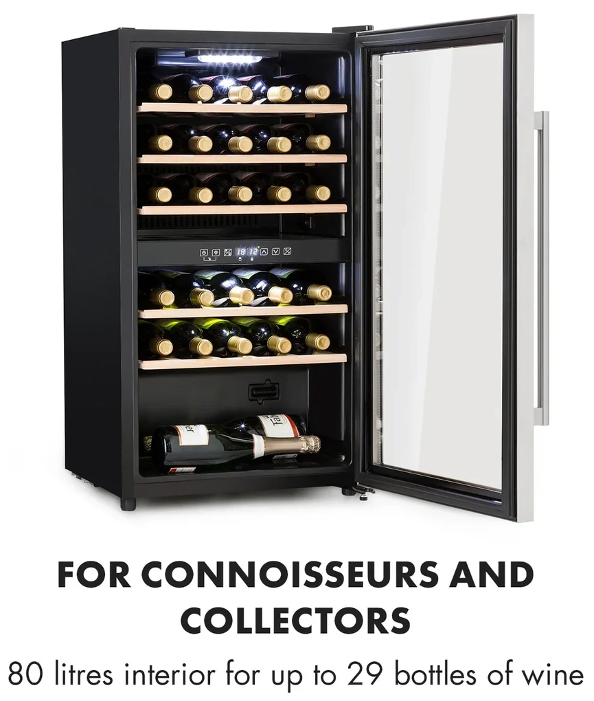Vinamour 29D, răcitor de vinuri, 2 zone, 80 l, 29 sticle, 5 - 22 °C, control tactil