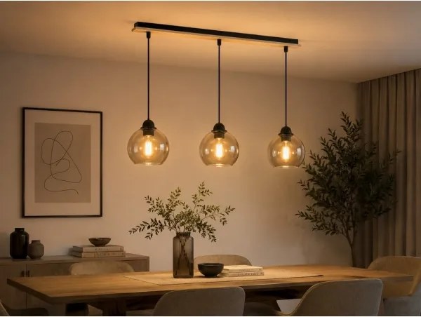 Lustră pe cablu UNO WOOD 3xE27/60W/230V neagră/maro