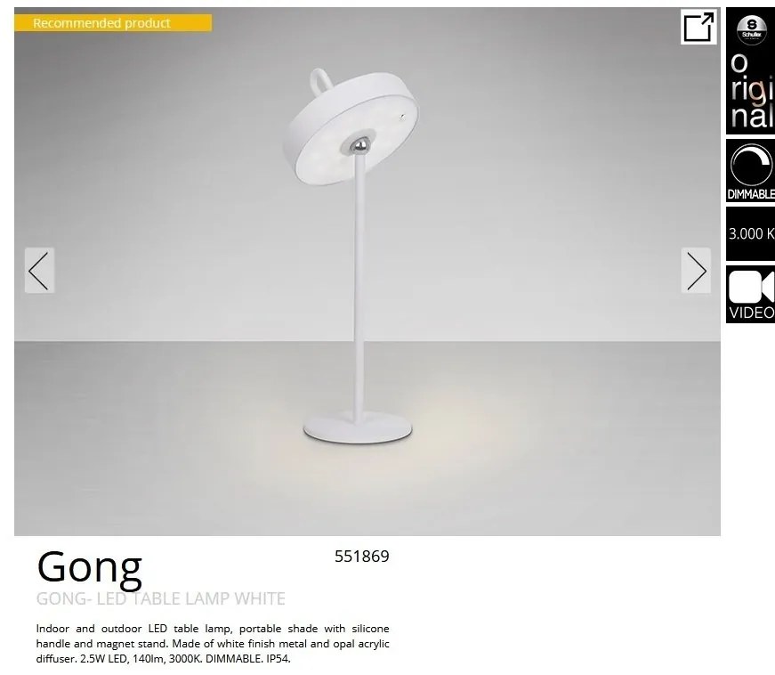 Lampa LED portabila iluminat decorativ IP54 JIGRA alba
