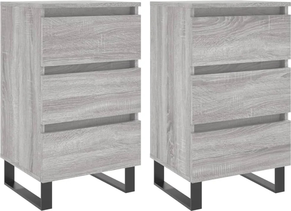 vidaXL Noptiere, 2 buc., gri sonoma, 40x35x69 cm, lemn compozit