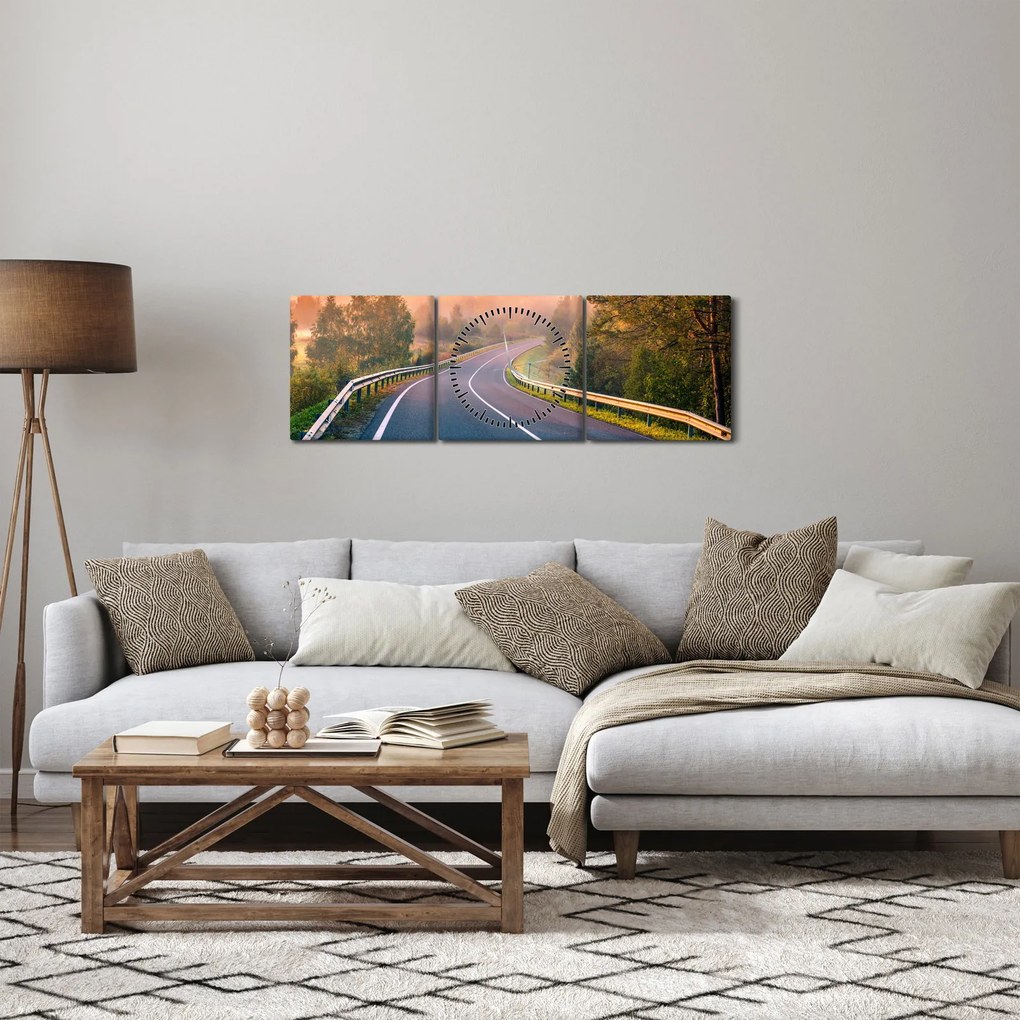 Tablou - Călătoria la răsăritul soarelui (cu ceas) (90x30 cm)