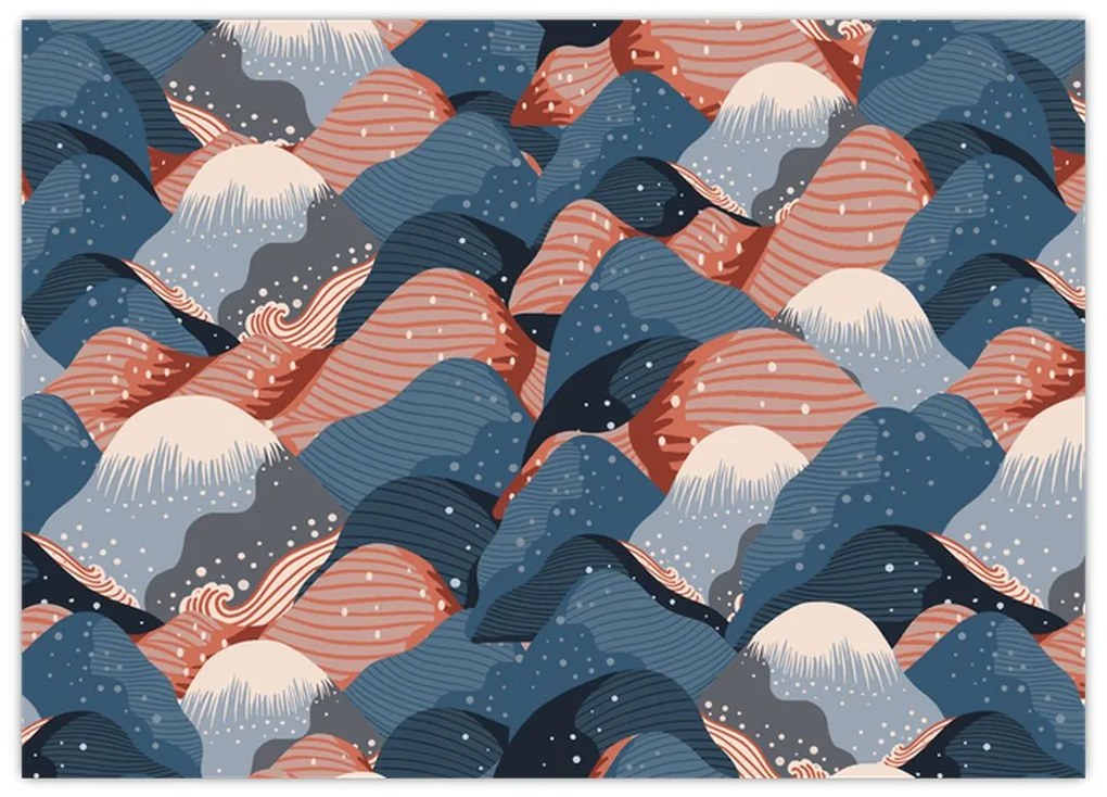 Tablou pe sticlă - Valuri și dealuri (70x50 cm)