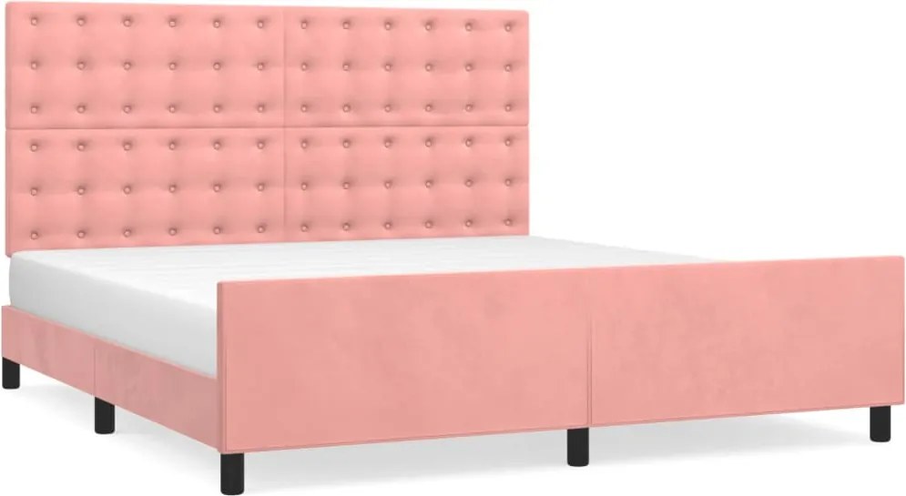 vidaXL Cadru de pat cu tăblie, roz, 160x200 cm, catifea