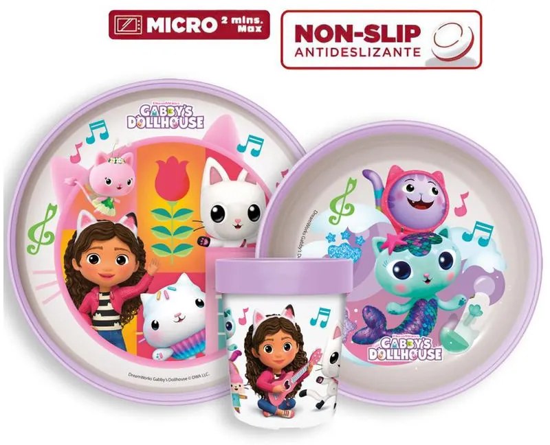 Gabby&#039;s Dollhouse set de masă antiderapant, set micro din plastic