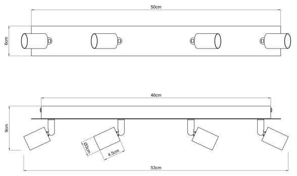 Spot DREW 4xGU10/35W/230V negru Globo 57998-4