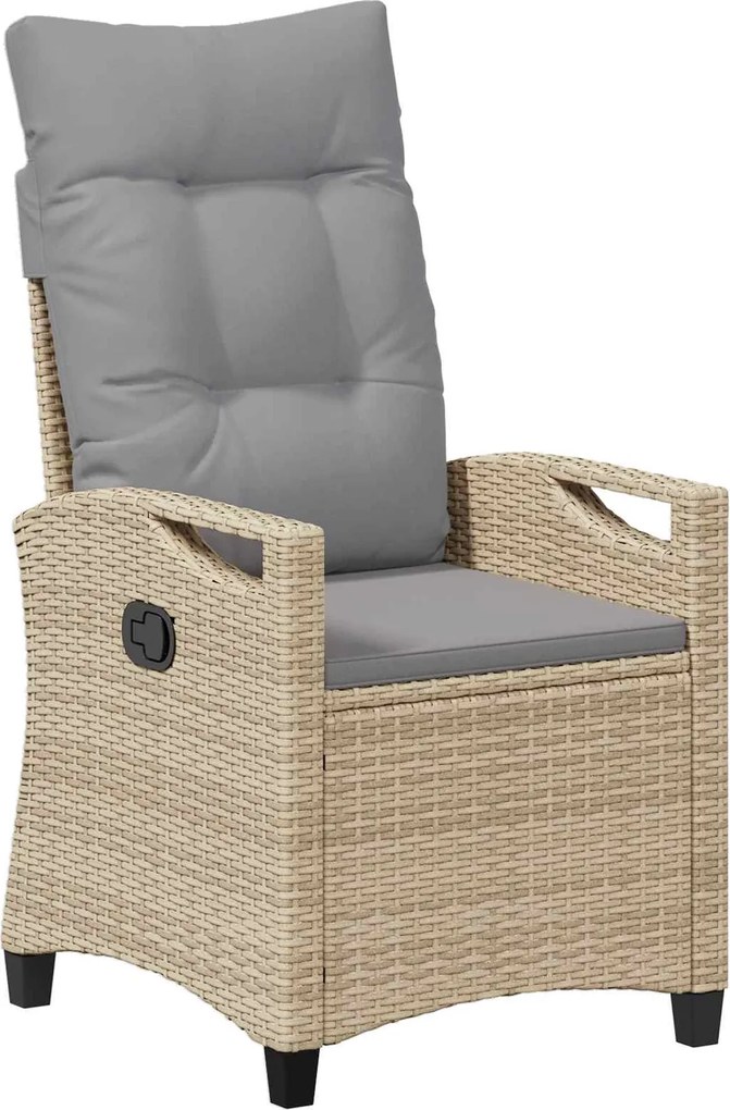 vidaXL Scaun de grădină rabatabil Beige și gri deschis poliratan