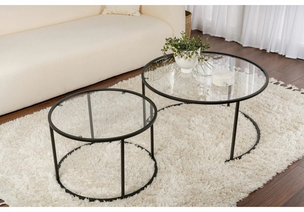 Set de măsuțe de cafea Aurum Black 80 cm, 2buc.