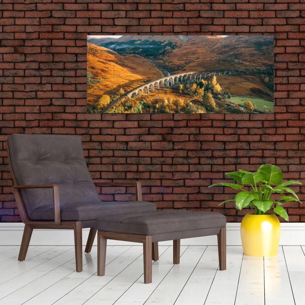 Tablou cu pod în valea din Scoția (120x50 cm)