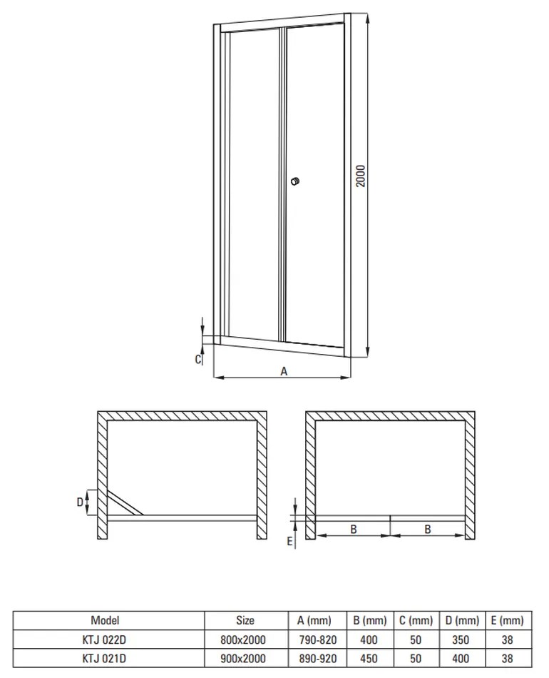 Usa dus dubla batanta 80x200 cm profil crom Deante Jasmin Plus 800x2000 mm