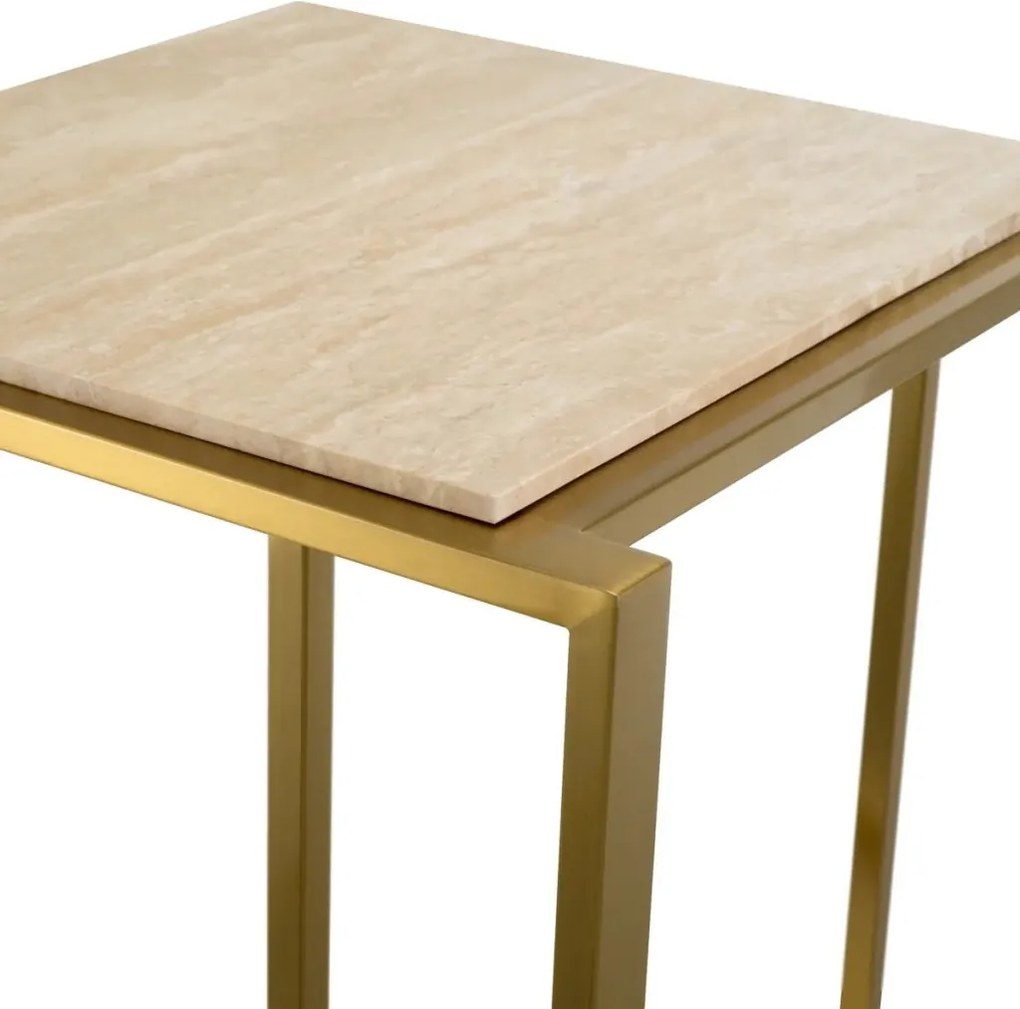 Masuta laterala design LUX cu blat din travertin Cocktail