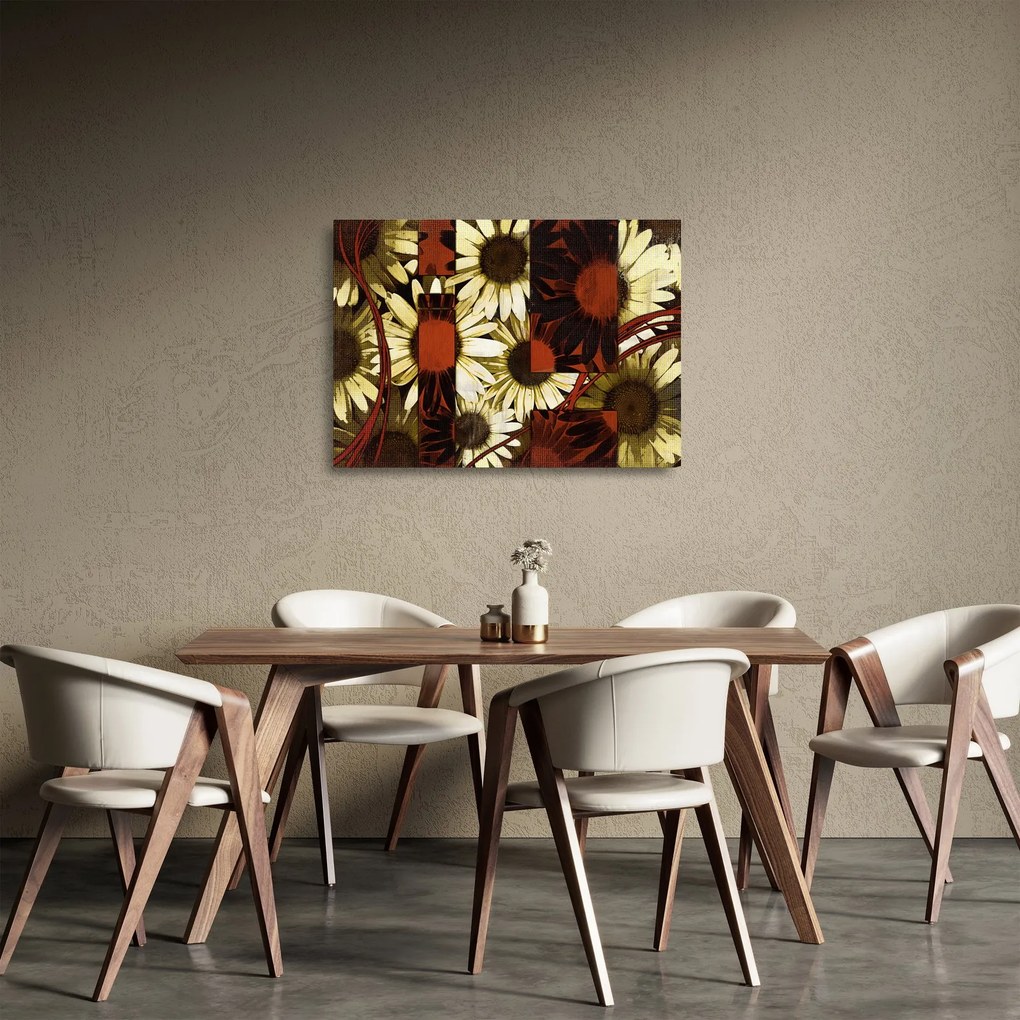 Tablou pe sticlă cu flori (70x50 cm)