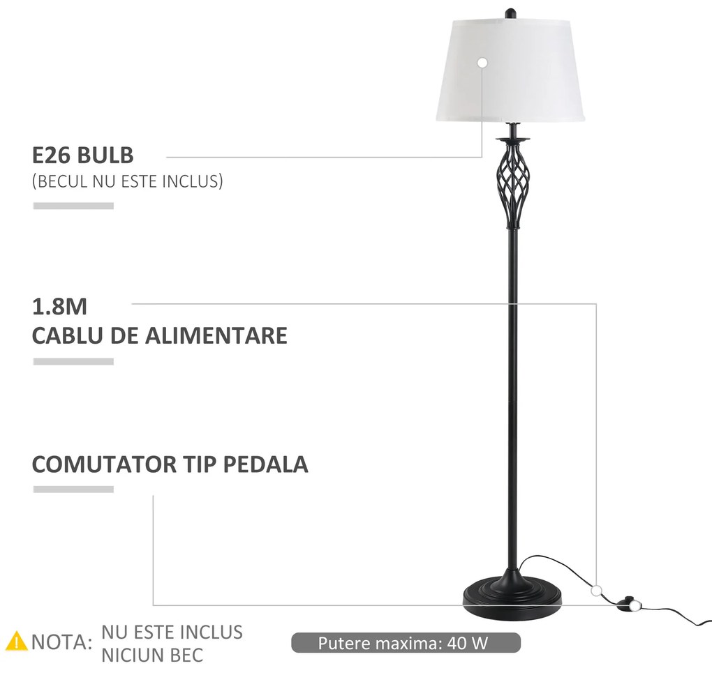 HOMCOM Set 3 Lampi pentru Interior (2 de Masa si 1 de Podea), Design Modern, pentru Living sau Dormitor | Aosom Romania