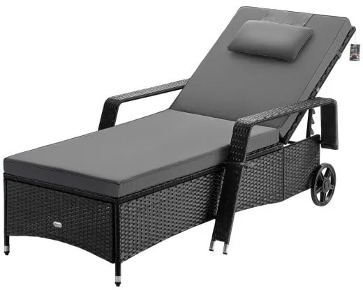 Deuba Recliner de lux cu roți negre - perne antracit