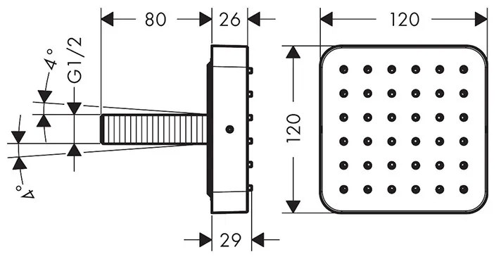 Duș lateral, Axor, Citterio E, 1 jet, auriu lucios, 36822990