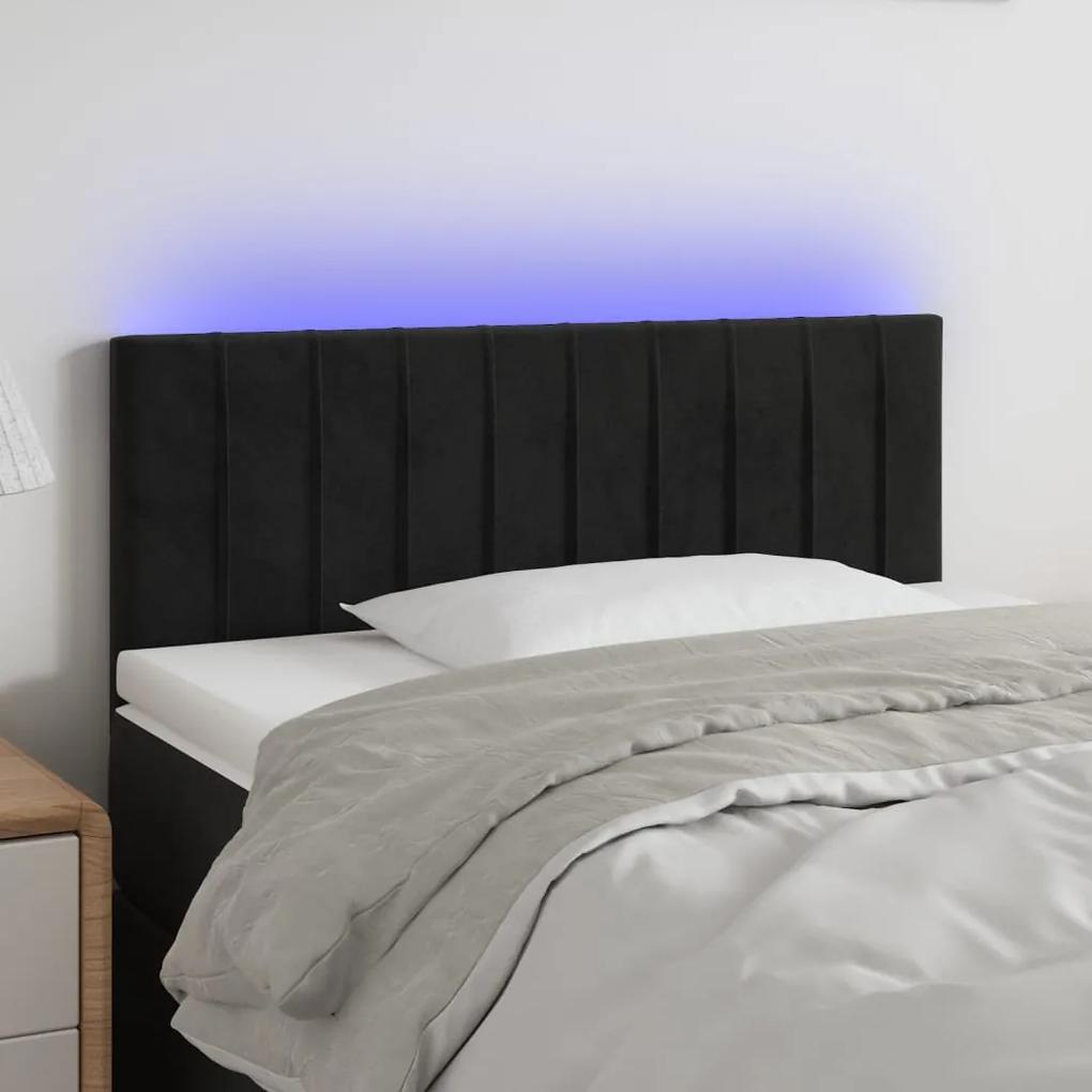 3121894 vidaXL Tăblie de pat cu LED, negru, 100x5x78/88 cm, catifea