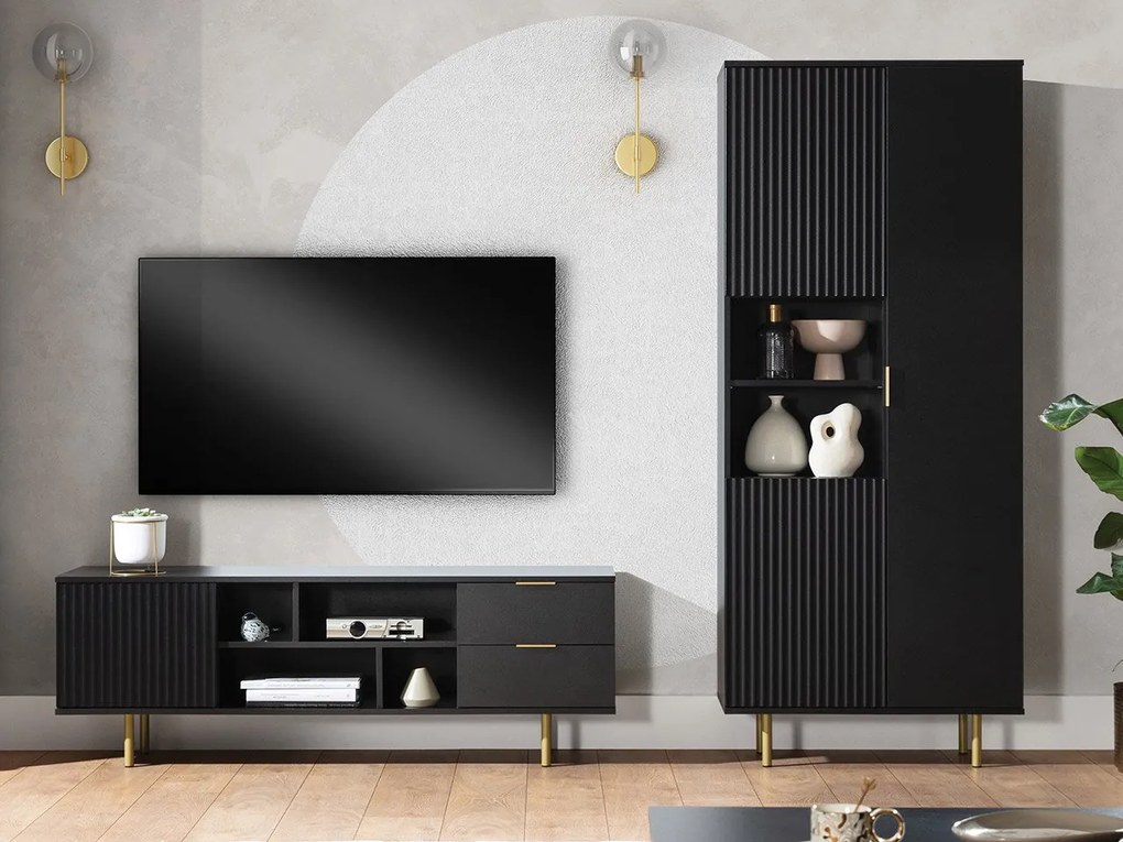 Set mobilier living Newelon III (Negru + auriu) . 1105968