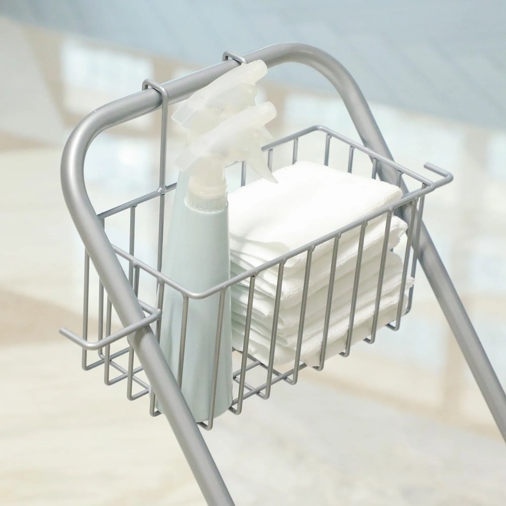 HOMCOM Cărucior de curățare cărucior de menaj profesional presă seau 26 L + coș de depozitare galben | Aosom Romania