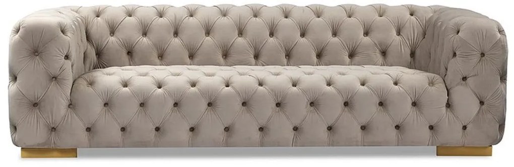 Canapea tapitata Chester 3 Velvet - Beige/Gold