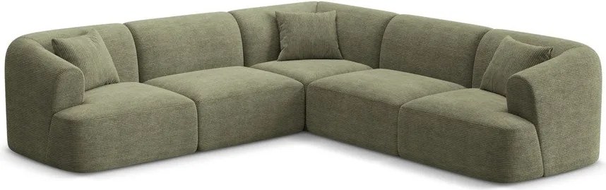 Colțar verde cu tapițerie din catifea reiată Campi – Cosmopolitan Design