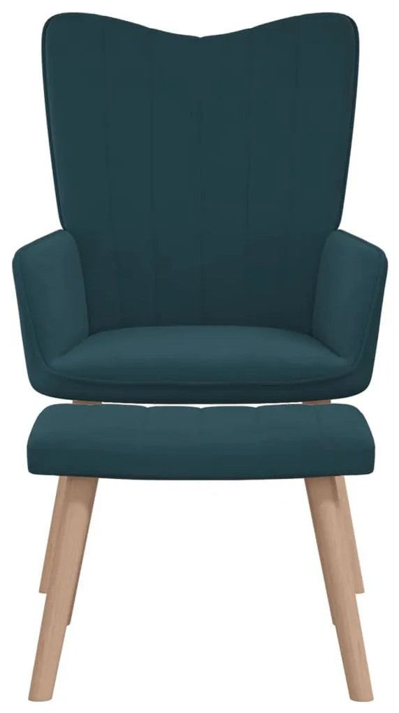 327676 vidaXL Scaun de relaxare cu taburet, albastru, catifea
