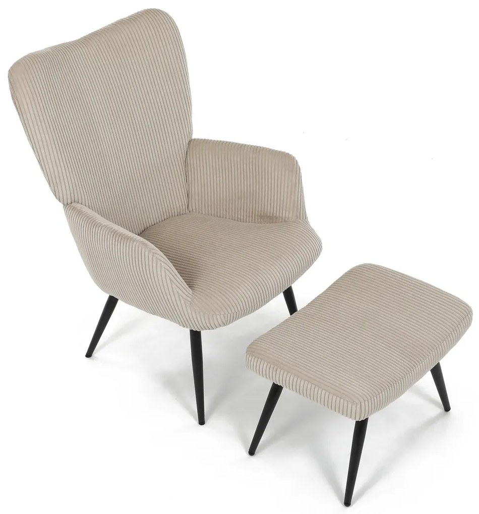 Scaun pentru relaxare cu suport pentru picioare L7285 CRM6, crem