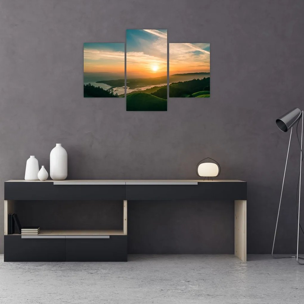 Tablou cu soarele răsărind deasupra mării (90x60 cm)