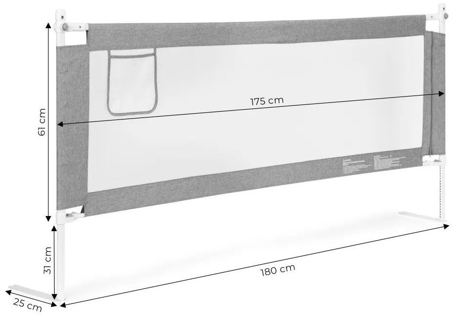 Barieră de protecție pentru pat – disponibilă în mai multe dimensiuni Šírka: 200 cm | Výška: 61 cm