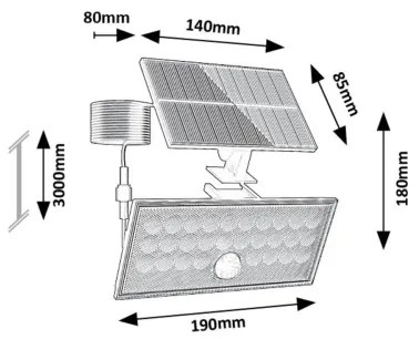 Rabalux 77129 - Proiector solar LED ZAVOD cu senzor LED/8W/3,7V 1800mAh IP65